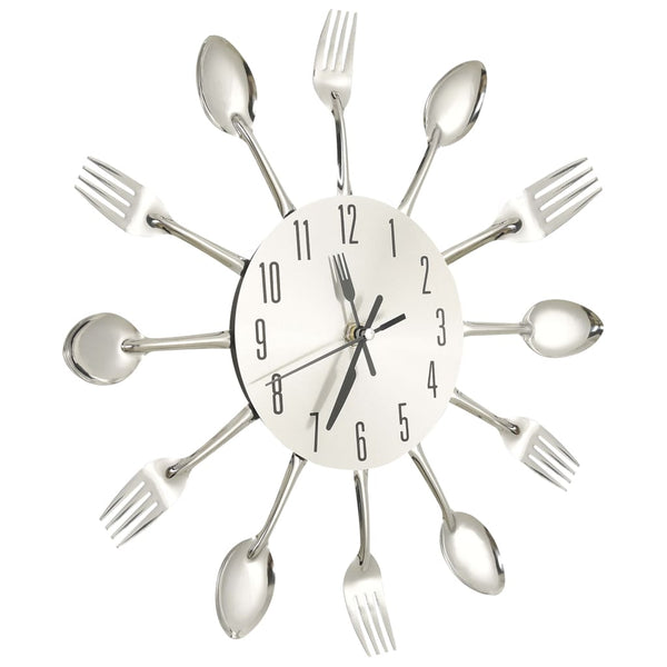 Seinäkello Lusikka Ja Haarukka Design Hopea 31 Cm Alumiini