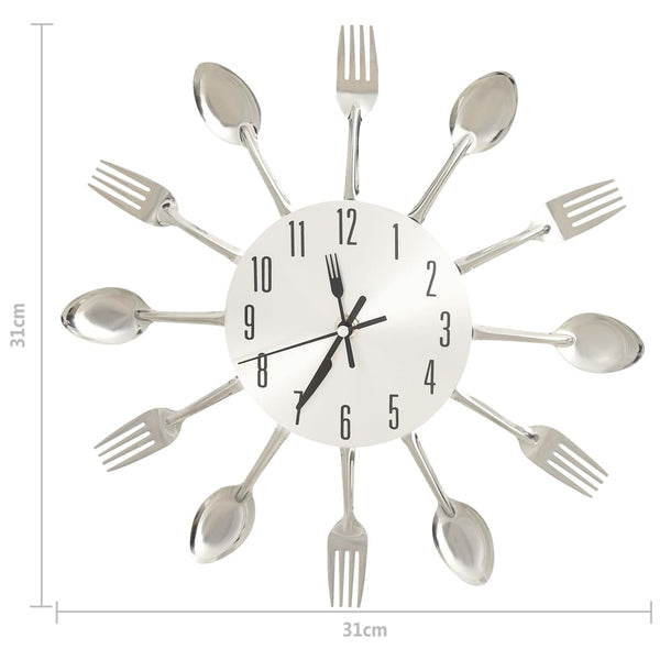 Seinäkello Lusikka Ja Haarukka Design Hopea 31 Cm Alumiini