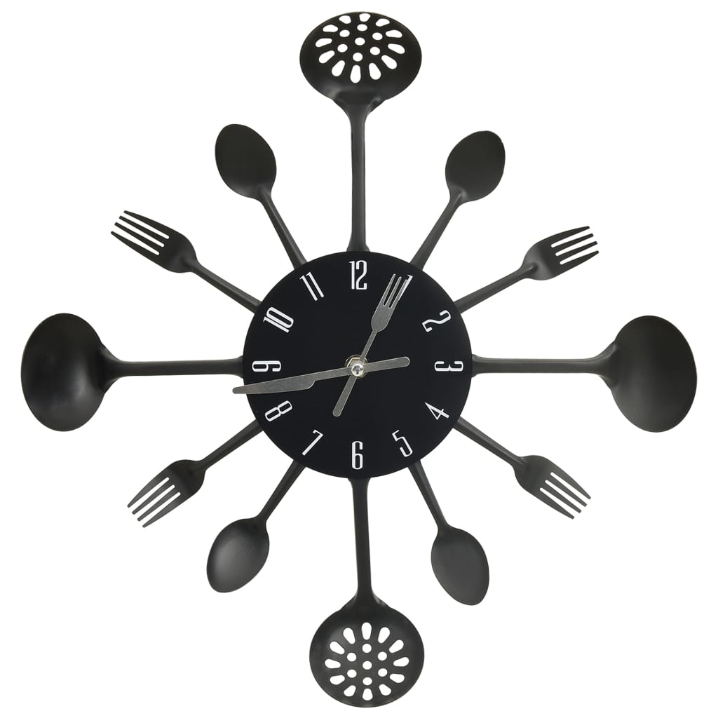 Seinäkello Lusikka Ja Haarukka Design Musta 40 Cm Alumiini