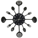 Seinäkello Lusikka Ja Haarukka Design Musta 40 Cm Alumiini