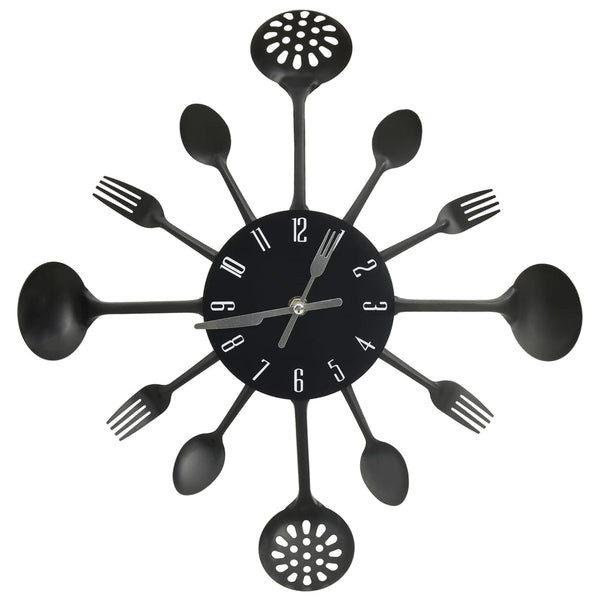Seinäkello Lusikka Ja Haarukka Design Musta 40 Cm Alumiini