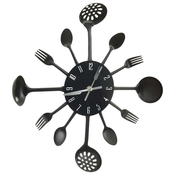 Seinäkello Lusikka Ja Haarukka Design Musta 40 Cm Alumiini
