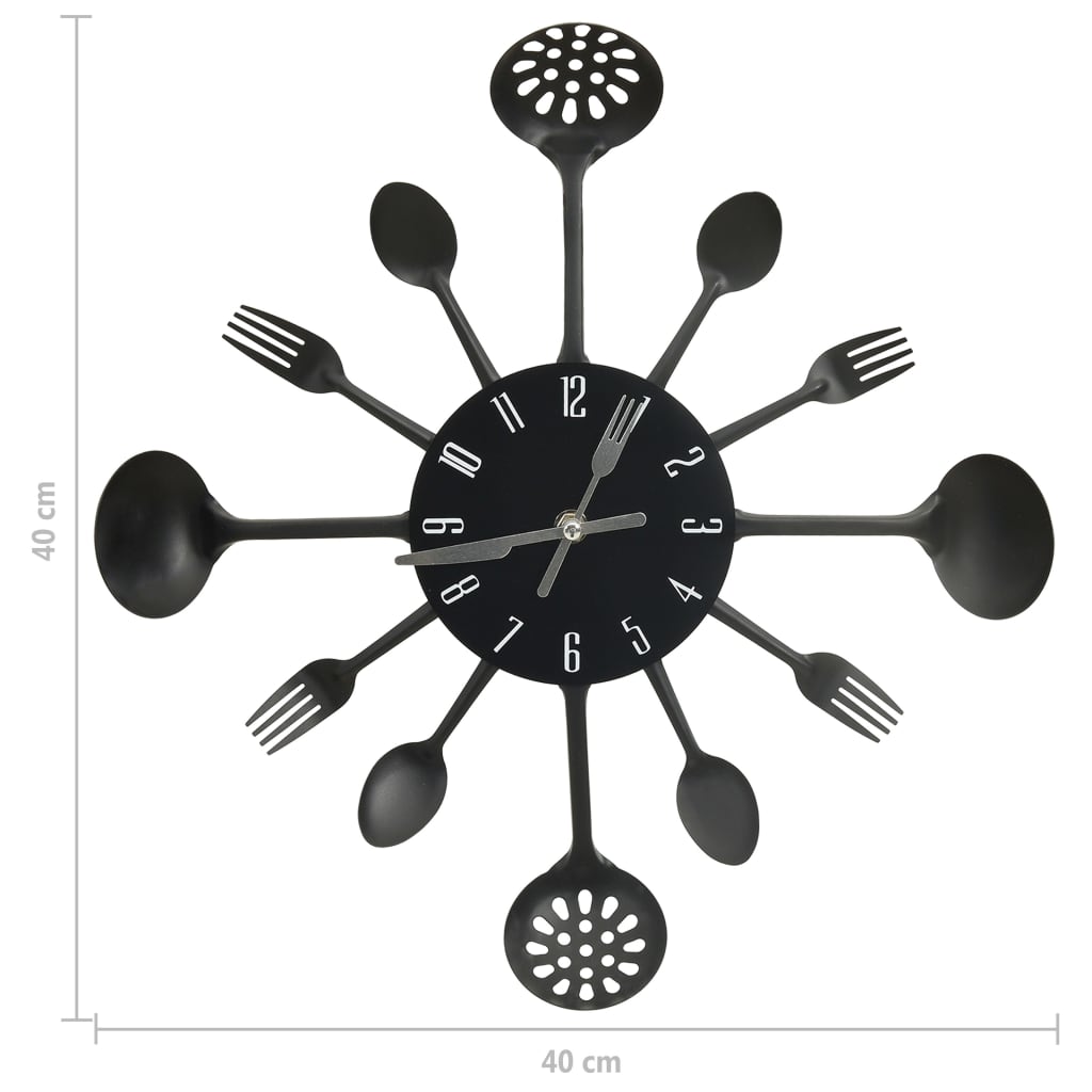 Seinäkello Lusikka Ja Haarukka Design Musta 40 Cm Alumiini