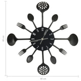 Seinäkello Lusikka Ja Haarukka Design Musta 40 Cm Alumiini