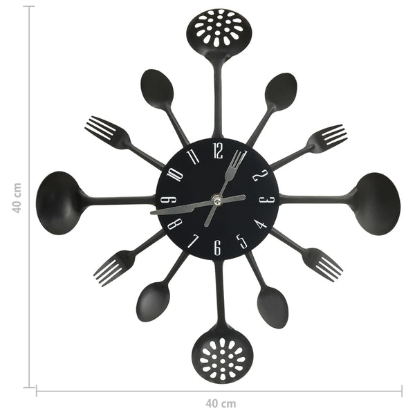 Seinäkello Lusikka Ja Haarukka Design Musta 40 Cm Alumiini