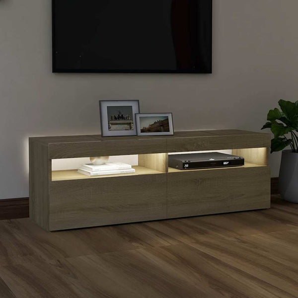Tv-Kaappi Led-Valoilla Käsityöläinen Tammi 75X35X40 Cm