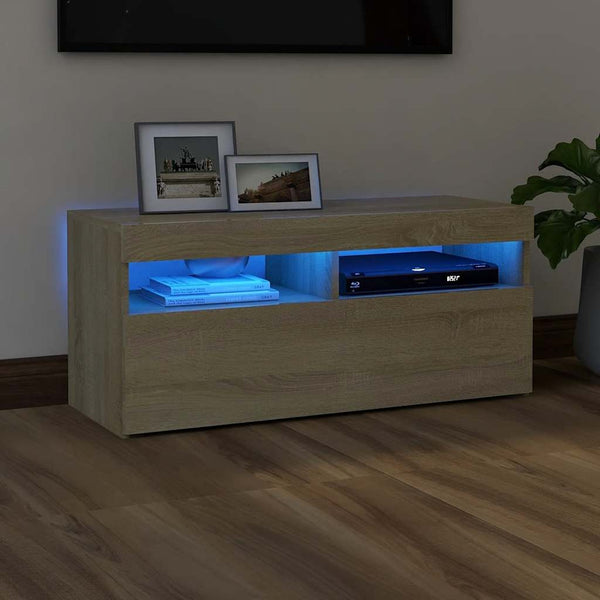 Tv-Kaappi Led-Valoilla Käsityöläinen Tammi 75X35X40 Cm