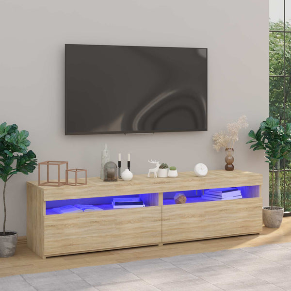 Tv-Kaappi Led-Valoilla Käsityöläinen Tammi 75X35X40 Cm