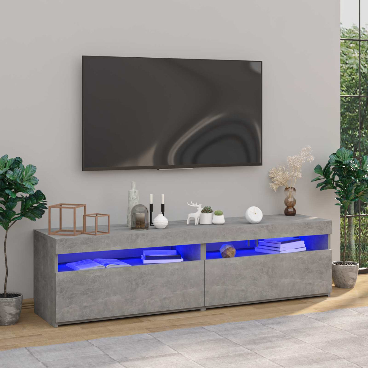 Tv-Kaappi Led-Valoilla Käsityöläinen Tammi 75X35X40 Cm