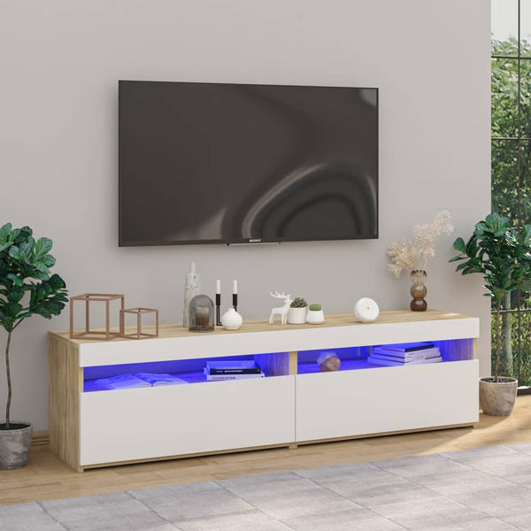 Tv-Kaappi Led-Valoilla Käsityöläinen Tammi 75X35X40 Cm