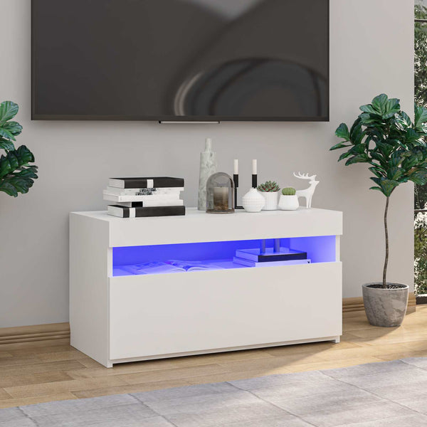 Tv-Kaappi Led-Valoilla Käsityöläinen Tammi 75X35X40 Cm