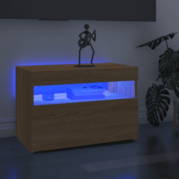 Tv-Kaappi Led-Valoilla Käsityöläinen Tammi 75X35X40 Cm