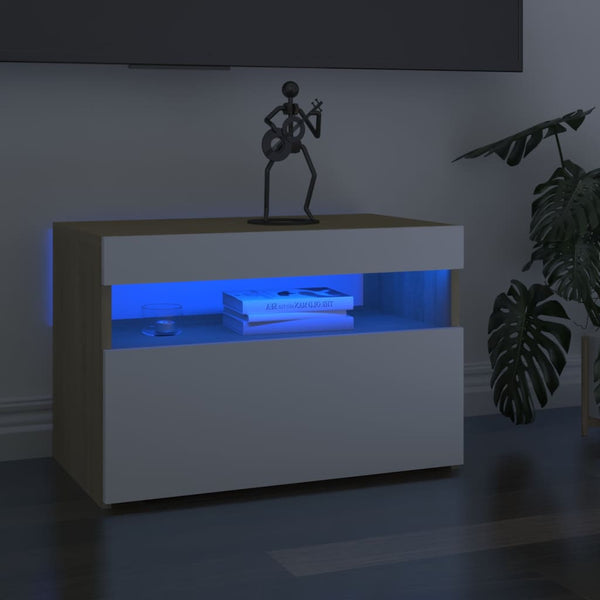 Tv-Kaappi Led-Valoilla Käsityöläinen Tammi 75X35X40 Cm