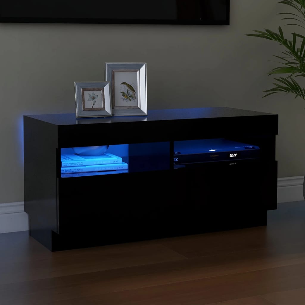 Tv-Kaappi Led-Valoilla Old Wood 80X35X40 Cm Engineered Wood