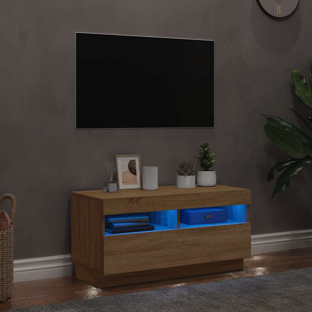 Tv-Kaappi Led-Valoilla Old Wood 80X35X40 Cm Engineered Wood