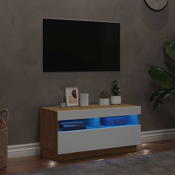 Tv-Kaappi Led-Valoilla Old Wood 80X35X40 Cm Engineered Wood