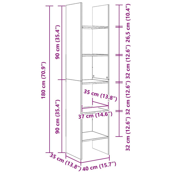 Kirjahylly Sonoma-Tammi 40X35X180 Cm Tekninen Puu