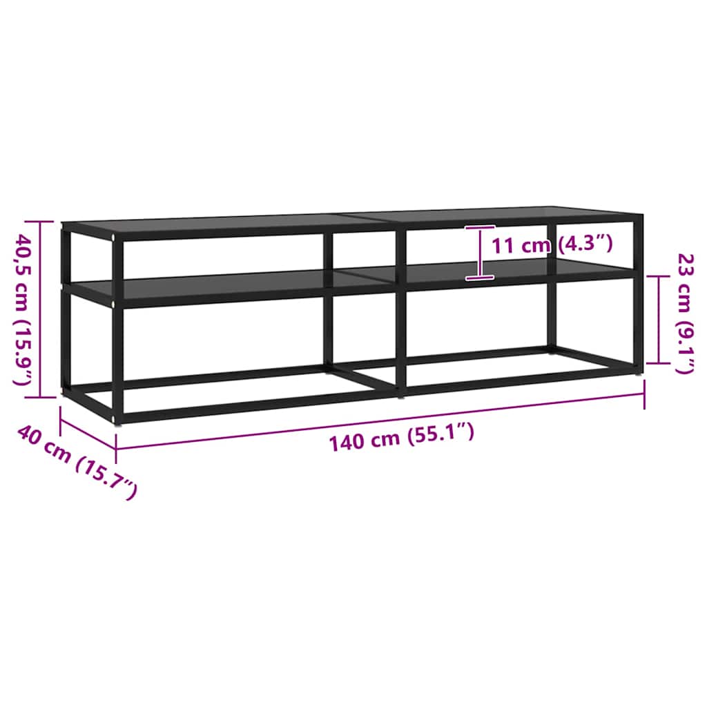 Tv-Taso 140X40X40,5 Cm Karkaistu Lasi