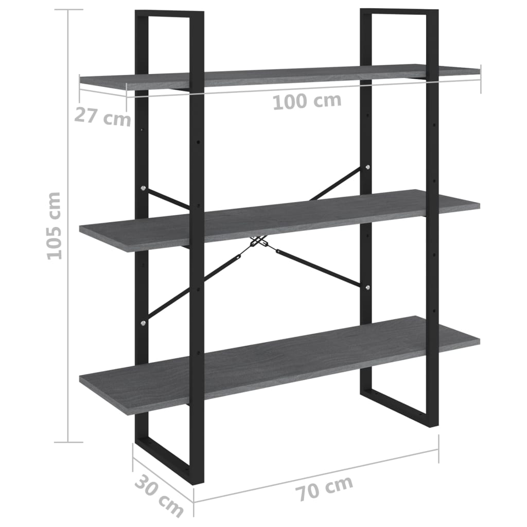 3-Tasoinen Kirjahylly 100X30X