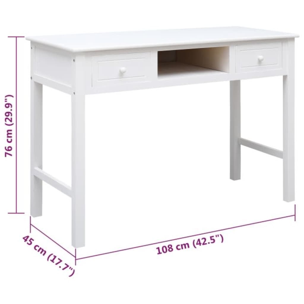 Työpöytä 108X45X76 Cm Täysi Keisaripuu