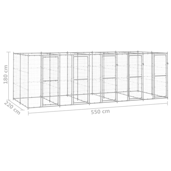 Koiran Ulkohäkki Galvanoitu Teräs 12,1 M²