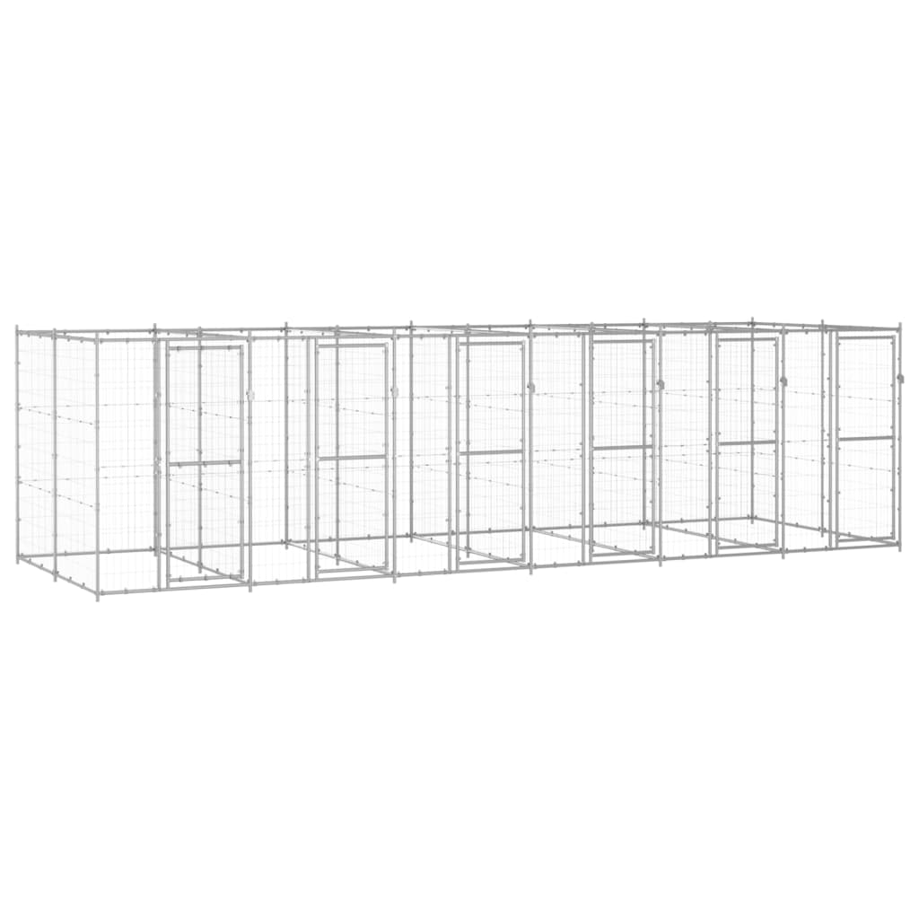 Koiran Ulkohäkki Galvanoitu Teräs 12,1 M²