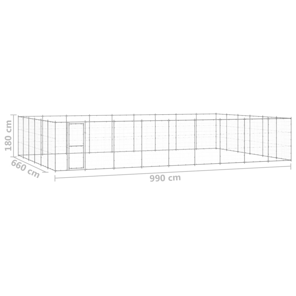 Koiran Ulkohäkki Galvanoitu Teräs 65,34 M²