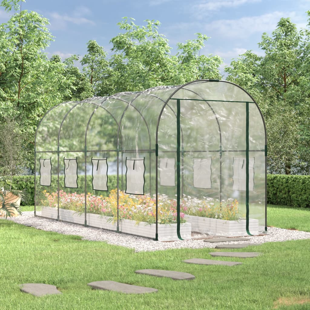 Kasvihuone Läpinäkyvä 160X400X190 Cm Pvc Ja Jauhemaalattu Teräs