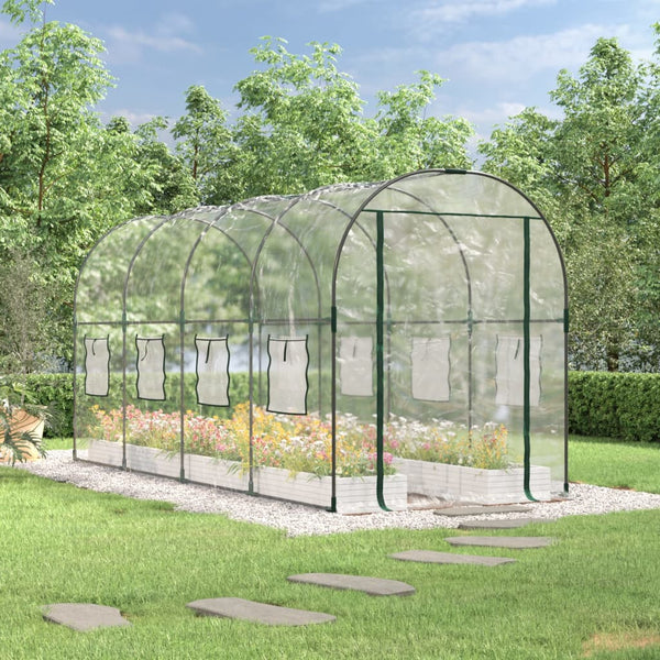 Kasvihuone Läpinäkyvä 160X400X190 Cm Pvc Ja Jauhemaalattu Teräs