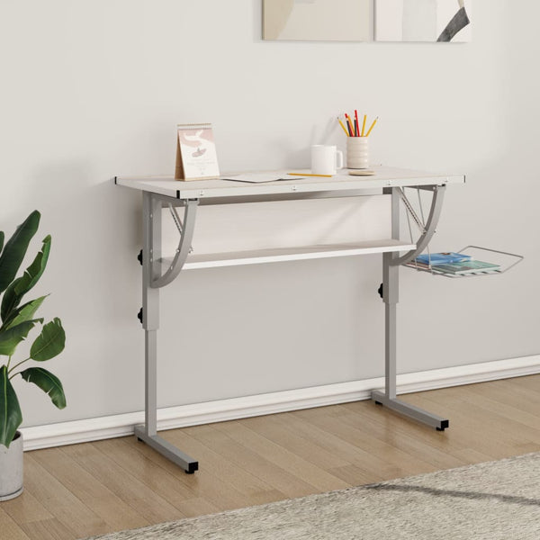 Askartelupöytä Tammi/Harmaa 110X53X(58-87)Cm Tekninen Puu/Teräs