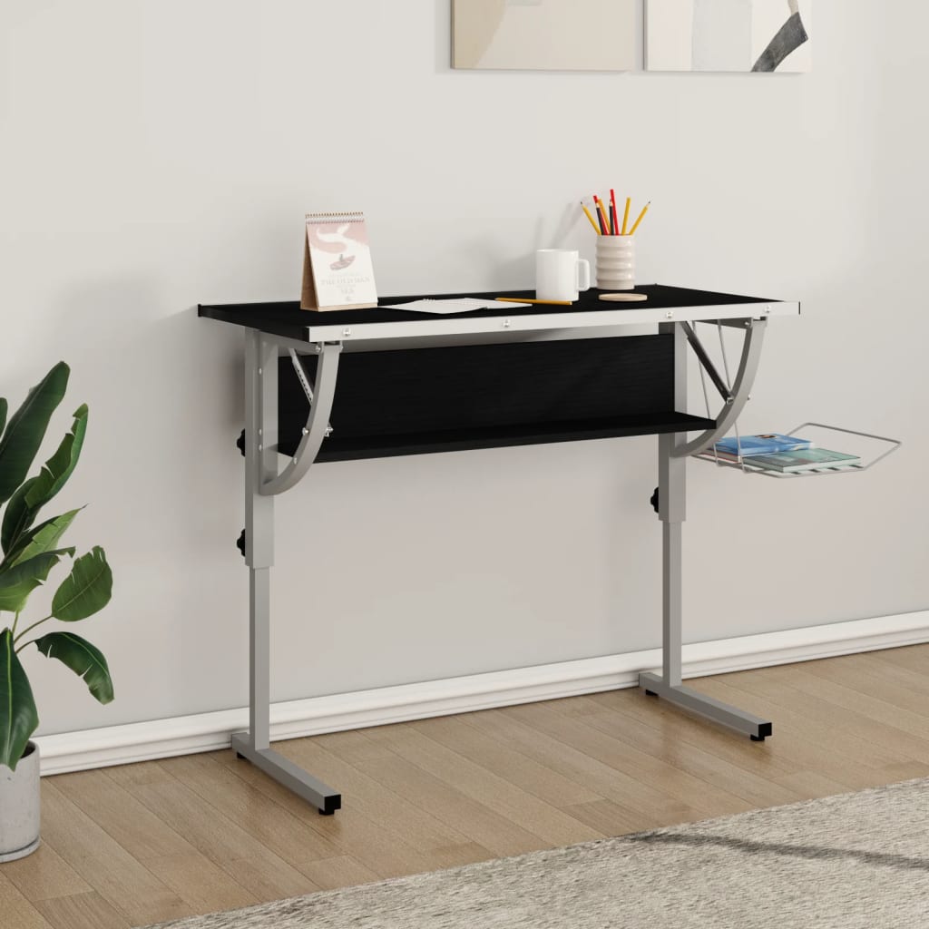 Askartelupöytä Tammi/Harmaa 110X53X(58-87)Cm Tekninen Puu/Teräs