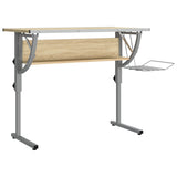 Askartelupöytä Tammi/Harmaa 110X53X(58-87)Cm Tekninen Puu/Teräs