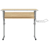 Askartelupöytä Tammi/Harmaa 110X53X(58-87)Cm Tekninen Puu/Teräs