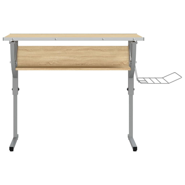Askartelupöytä Tammi/Harmaa 110X53X(58-87)Cm Tekninen Puu/Teräs