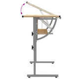 Askartelupöytä Tammi/Harmaa 110X53X(58-87)Cm Tekninen Puu/Teräs