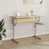 Askartelupöytä Tammi/Harmaa 110X53X(58-87)Cm Tekninen Puu/Teräs