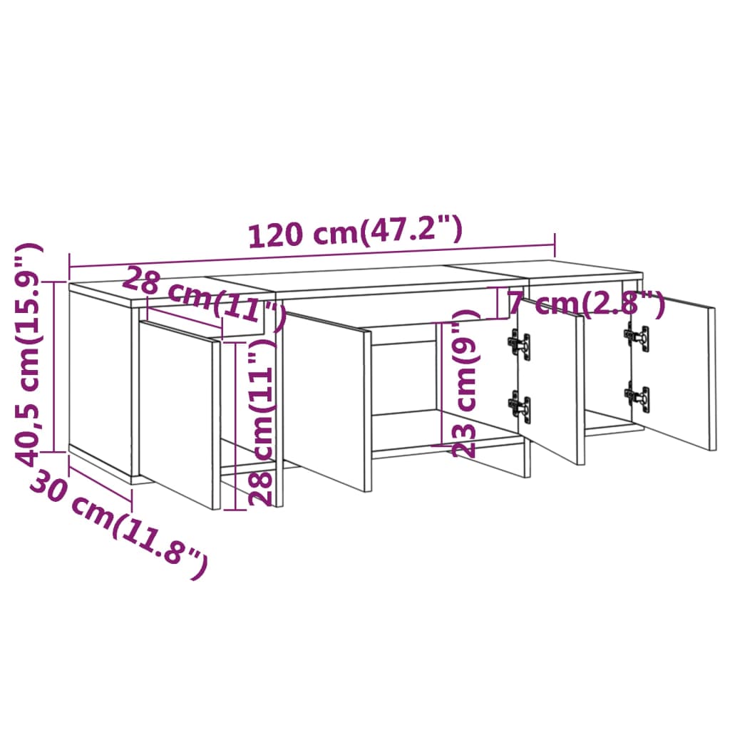 Tv-Taso 120X30X40,5 Cm Tekninen Puu