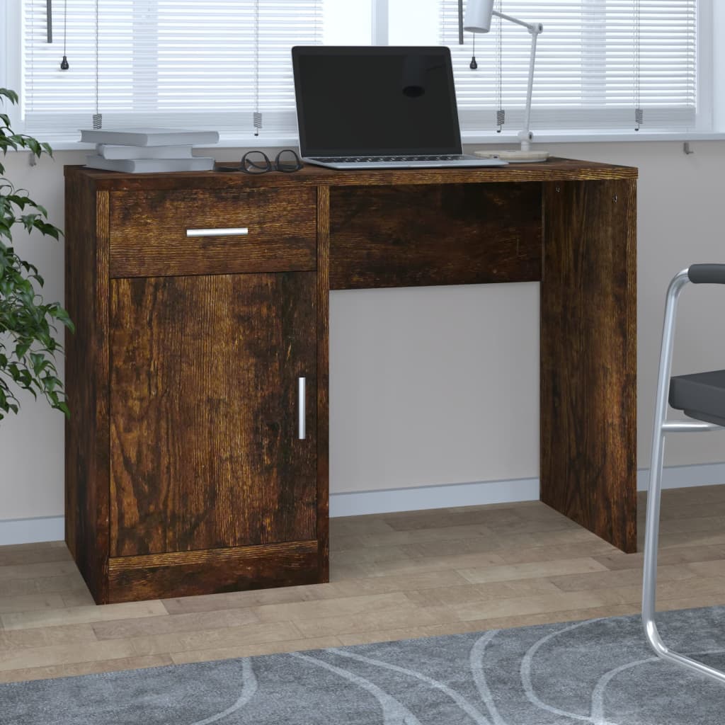 Työpöytä Laatikolla Ja Kaapilla 100X40X73 Cm Tekninen Puu