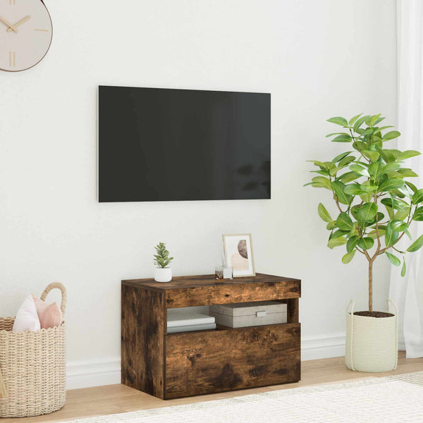 Tv-Kaappi Led-Valoilla Käsityöläinen Tammi 75X35X40 Cm