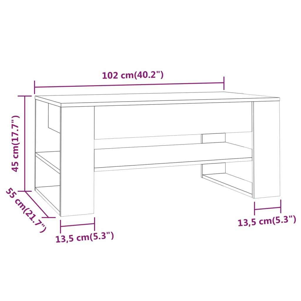 Sohvapöytä Sonoma-Tammi 102X55X45 Cm Tekninen Puu