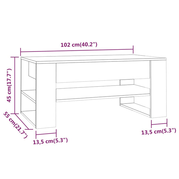 Sohvapöytä Sonoma-Tammi 102X55X45 Cm Tekninen Puu