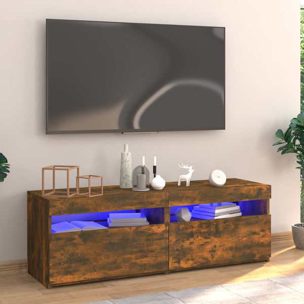 Tv-Kaappi Led-Valoilla Käsityöläinen Tammi 75X35X40 Cm