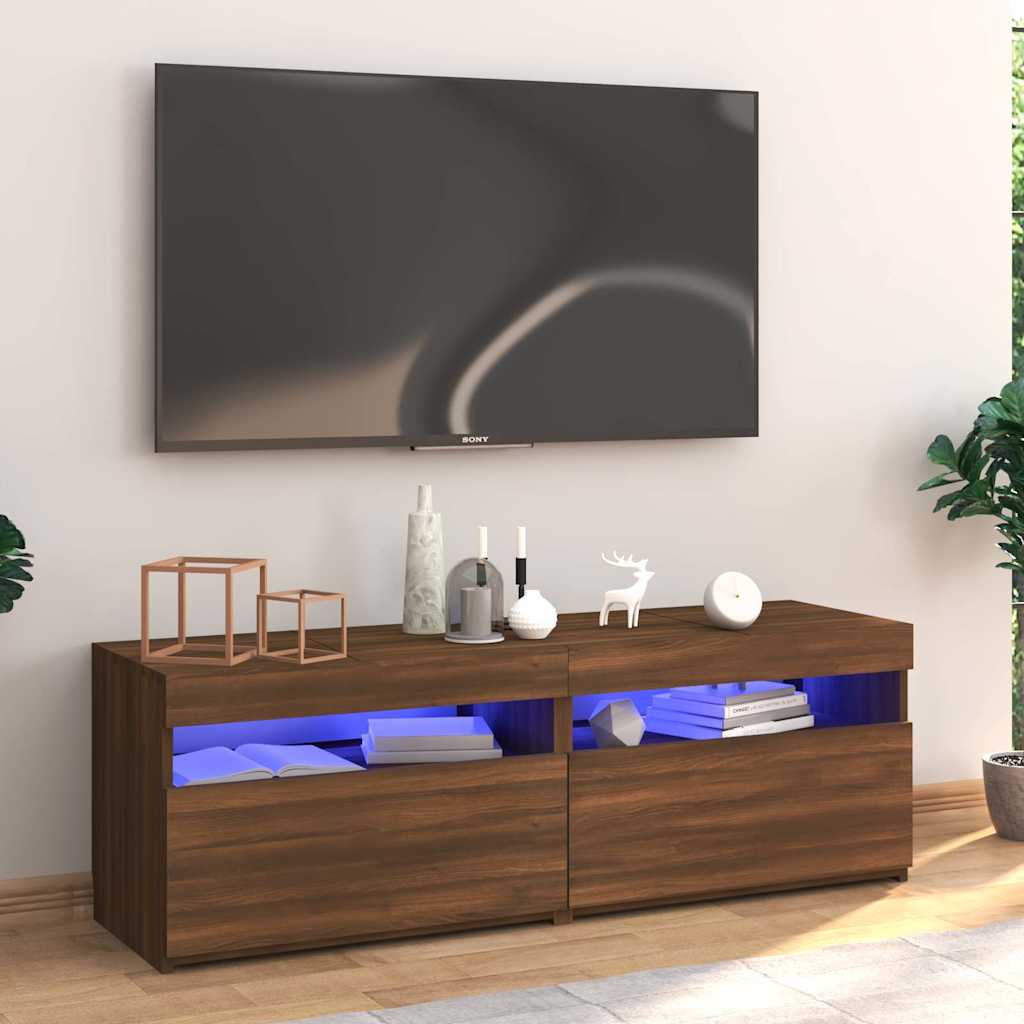 Tv-Kaappi Led-Valoilla Käsityöläinen Tammi 75X35X40 Cm