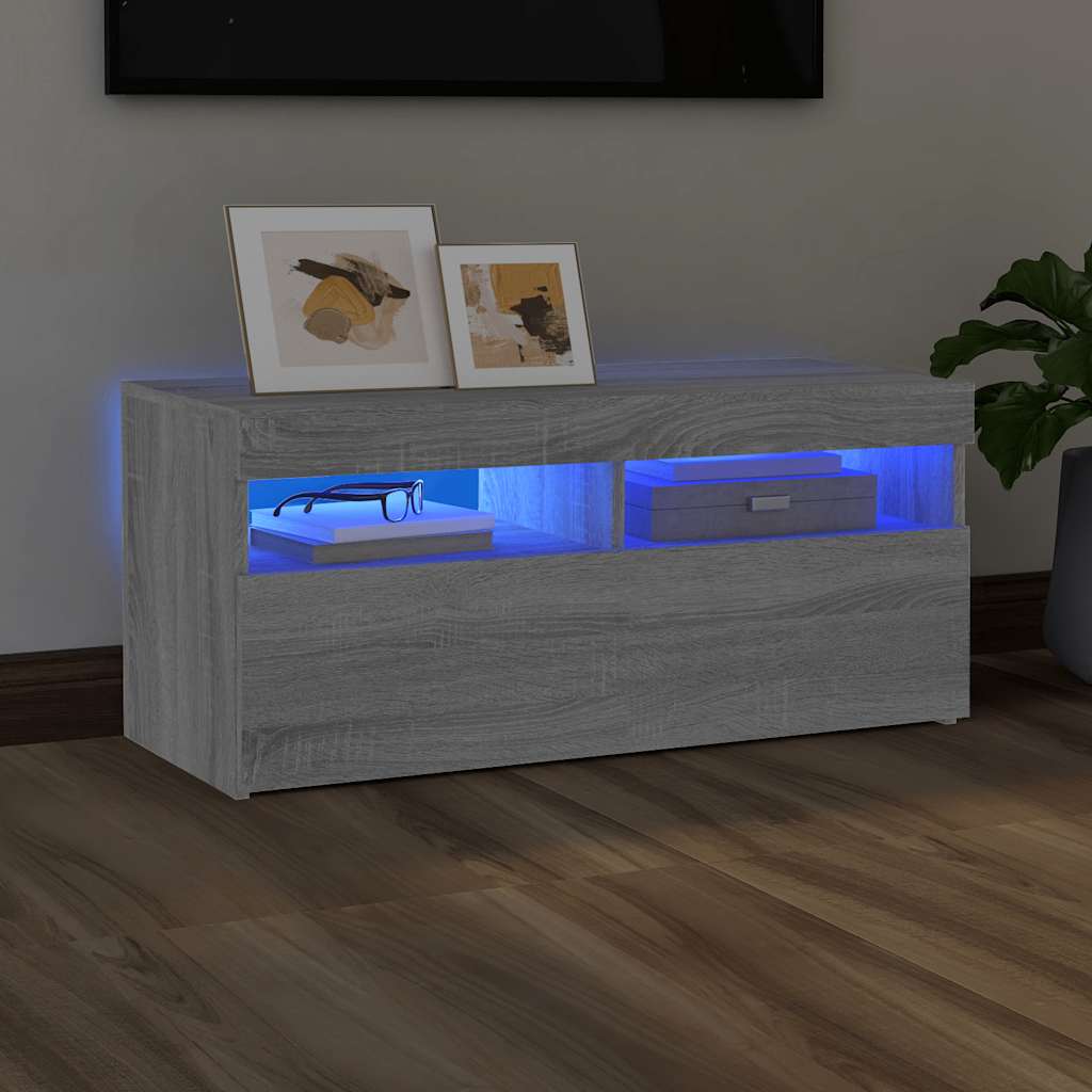 Tv-Kaappi Led-Valoilla Käsityöläinen Tammi 75X35X40 Cm