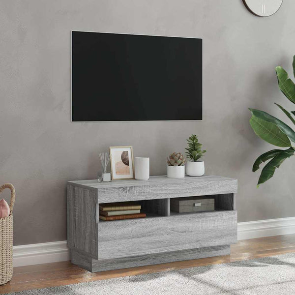Tv-Kaappi Led-Valoilla Old Wood 80X35X40 Cm Engineered Wood