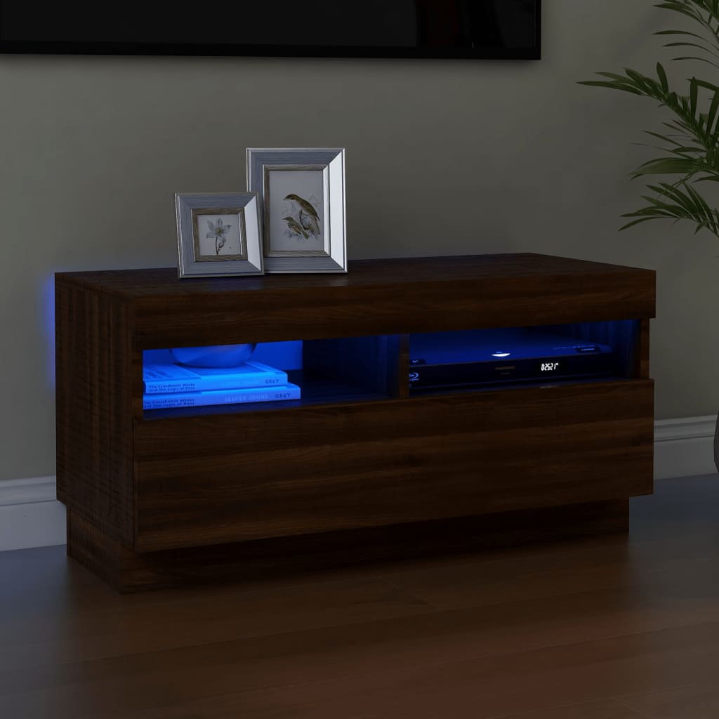 Tv-Kaappi Led-Valoilla Old Wood 80X35X40 Cm Engineered Wood
