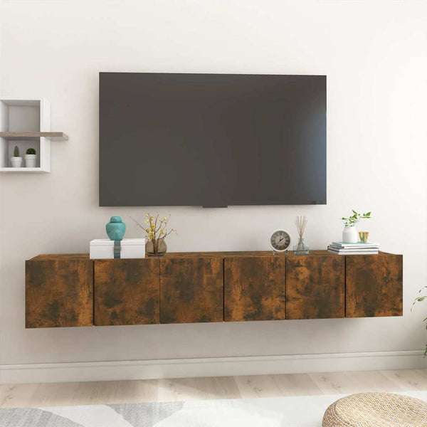 Tv-Tasosetti 3 Pcs Ruskea Tekninen Puu