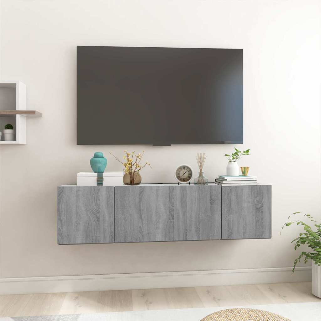 Tv-Tasosetti 2 Pcs Harmaa Tekninen Puu