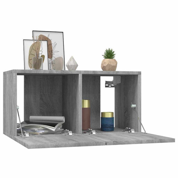 Tv-Tasosetti 2 Pcs Harmaa Tekninen Puu