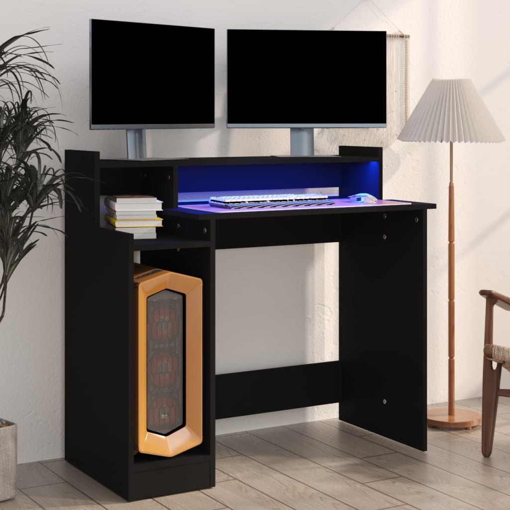 Työpöytä Led-Valoilla 97X45X90 Cm Tekninen Puu